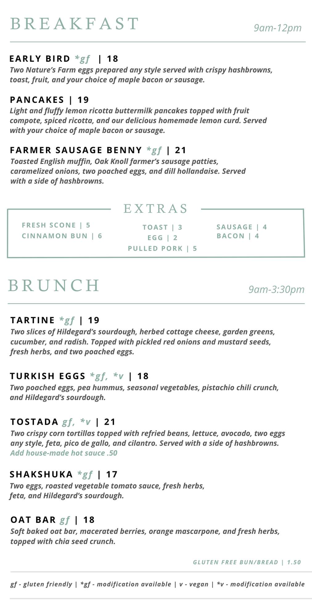 Restaurant Menu Pineridge Hollow