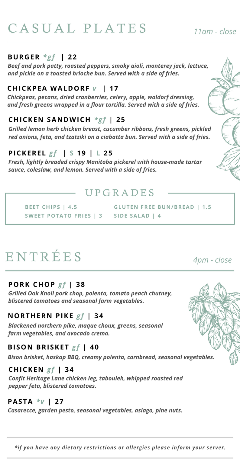 Restaurant Menu– Pineridge Hollow